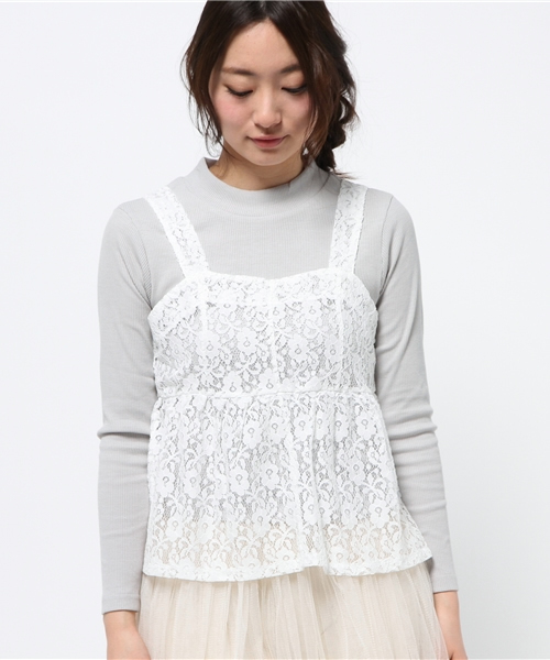 WEGO(ウィゴー)の「WEGO/ビスチェアンサンブルTシャツ(アンサンブル・レディース・オフホワイト/ライトグレー/ライトピンク・FREE)」の4枚目の写真