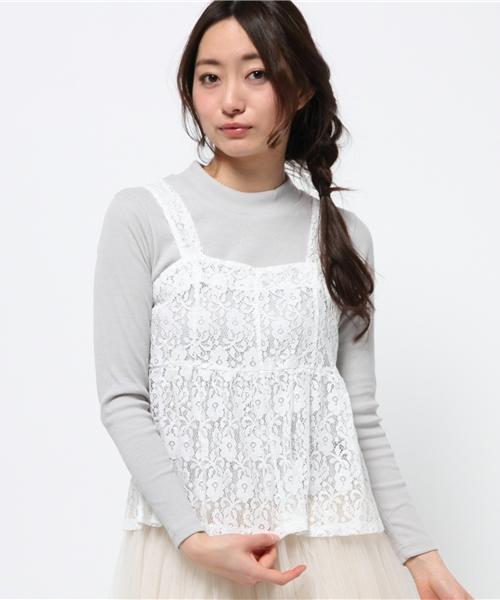 WEGO(ウィゴー)の「WEGO/ビスチェアンサンブルTシャツ(アンサンブル・レディース・オフホワイト/ライトグレー/ライトピンク・FREE)」の7枚目の写真
