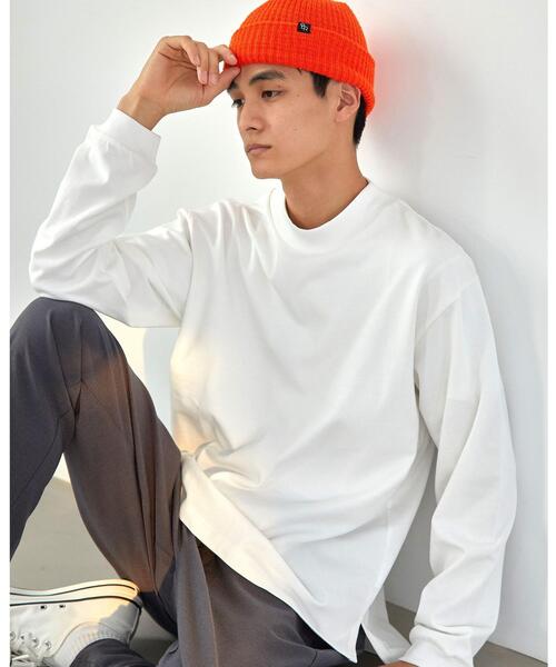 green label relaxing（グリーンレーベルリラクシング）の「＜green label relaxing＞GIZA ソリッド モックネック 長袖 カットソー（Tシャツ/カットソー・メンズ・ホワイト/ブラック・S/M/L/XL）」の2枚目の写真