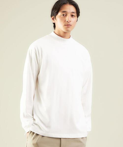 green label relaxing（グリーンレーベルリラクシング）の「＜green label relaxing＞GIZA ソリッド モックネック 長袖 カットソー（Tシャツ/カットソー・メンズ・ホワイト/ブラック・S/M/L/XL）」の4枚目の写真