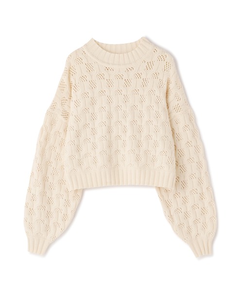 N.（N. Natural Beauty Basic）（エヌエヌナチュラルビューティーベーシック）の「◆柄編みクロップドニット（ニット/セーター・レディース・ピンク/オフホワイト/ダークグリーン・MEDIUM）」の13枚目の写真