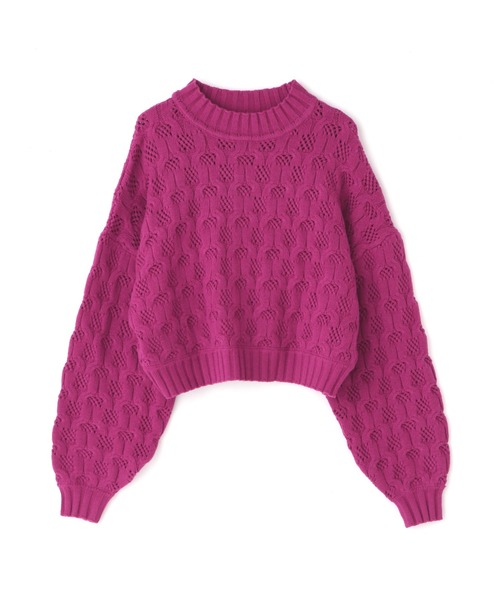 N.（N. Natural Beauty Basic）（エヌエヌナチュラルビューティーベーシック）の「◆柄編みクロップドニット（ニット/セーター・レディース・ピンク/オフホワイト/ダークグリーン・MEDIUM）」の17枚目の写真