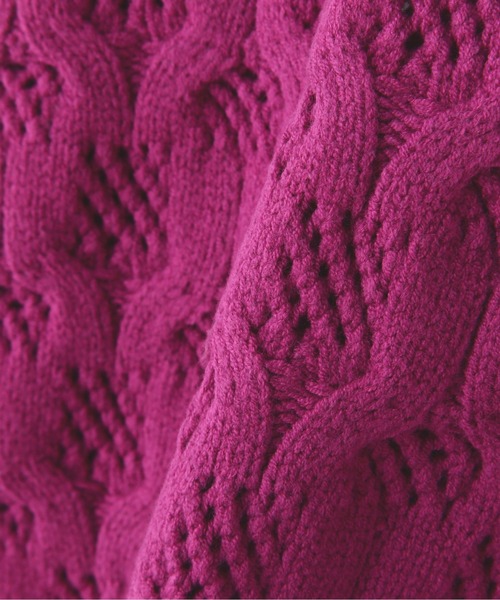 N.（N. Natural Beauty Basic）（エヌエヌナチュラルビューティーベーシック）の「◆柄編みクロップドニット（ニット/セーター・レディース・ピンク/オフホワイト/ダークグリーン・MEDIUM）」の18枚目の写真