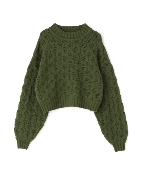 N.（N. Natural Beauty Basic）（エヌエヌナチュラルビューティーベーシック）の「◆柄編みクロップドニット（ニット/セーター・レディース・ピンク/オフホワイト/ダークグリーン・MEDIUM）」の15枚目の写真