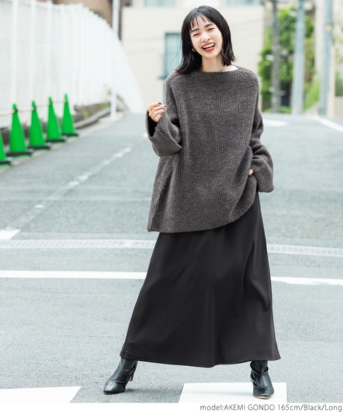 coca（coca）（コカ）の「暖か履き心地抜群裏起毛マキシスカート（スカート・レディース・チャコールグレー/ブラック/グレー/ライトグレー/アイボリー・SHORT/LONG）」の11枚目の写真