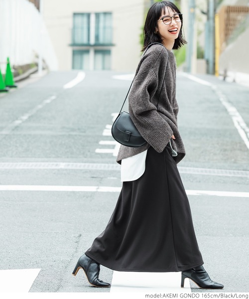 coca（coca）（コカ）の「暖か履き心地抜群裏起毛マキシスカート（スカート・レディース・チャコールグレー/ブラック/グレー/ライトグレー/アイボリー・SHORT/LONG）」の12枚目の写真