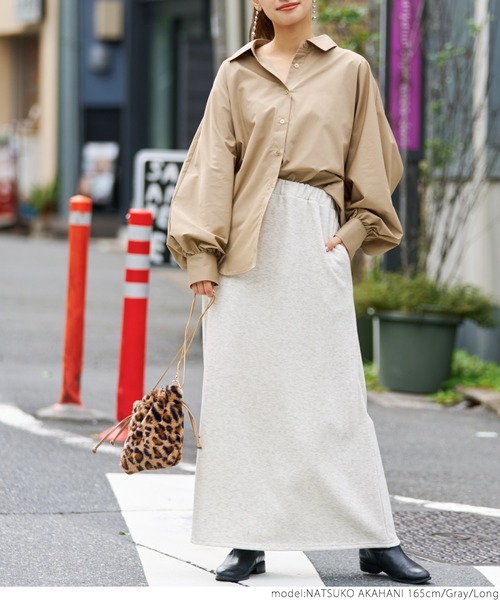 coca（coca）（コカ）の「暖か履き心地抜群裏起毛マキシスカート（スカート・レディース・チャコールグレー/ブラック/グレー/ライトグレー/アイボリー・SHORT/LONG）」の20枚目の写真