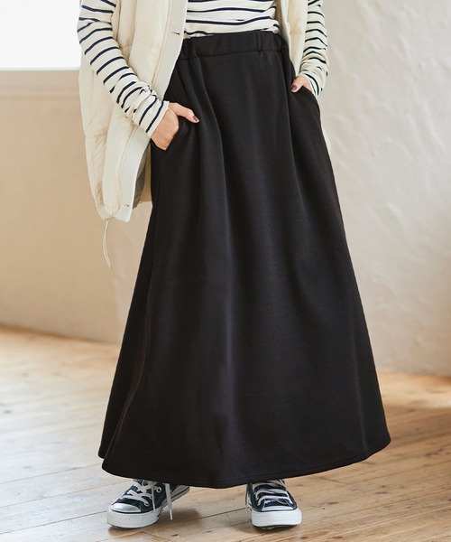 coca（coca）（コカ）の「暖か履き心地抜群裏起毛マキシスカート（スカート・レディース・チャコールグレー/ブラック/グレー/ライトグレー/アイボリー・SHORT/LONG）」の10枚目の写真