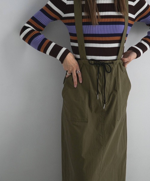 bohmal（ボマール）の「サスペンダー付きミリタリーロングスカート（スカート・レディース・カーキ/ブラック・FREE）」の10枚目の写真