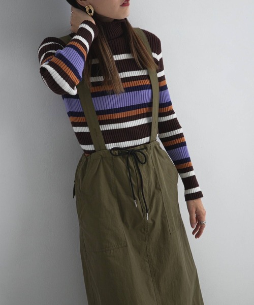 bohmal（ボマール）の「サスペンダー付きミリタリーロングスカート（スカート・レディース・カーキ/ブラック・FREE）」の11枚目の写真