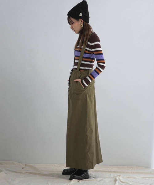 bohmal（ボマール）の「サスペンダー付きミリタリーロングスカート（スカート・レディース・カーキ/ブラック・FREE）」の14枚目の写真