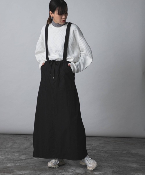 bohmal（ボマール）の「サスペンダー付きミリタリーロングスカート（スカート・レディース・カーキ/ブラック・FREE）」の5枚目の写真