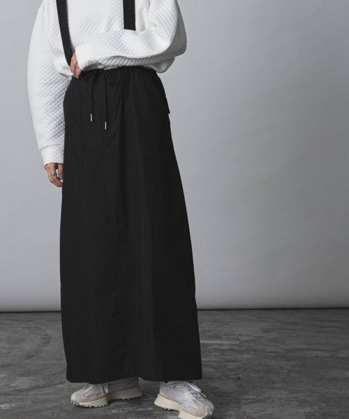 bohmal（ボマール）の「サスペンダー付きミリタリーロングスカート（スカート・レディース・カーキ/ブラック・FREE）」の8枚目の写真