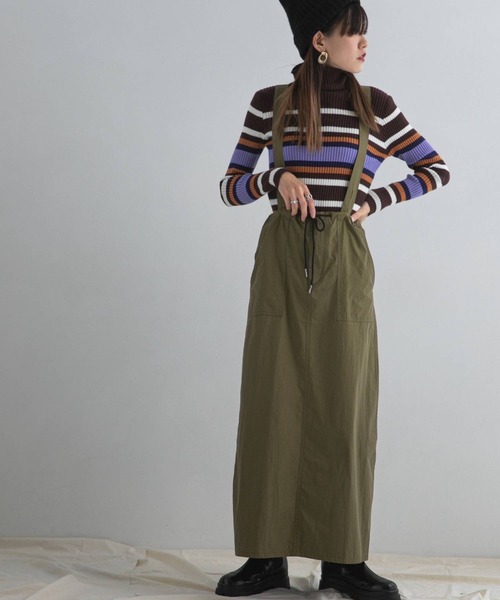 bohmal（ボマール）の「サスペンダー付きミリタリーロングスカート（スカート・レディース・カーキ/ブラック・FREE）」の9枚目の写真