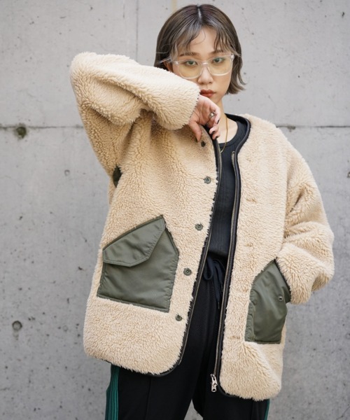 Retro Grade（レトログレード）の「【RETRO GRADE】SHEEP TRIM BOA LINER JACKET/ レトログレード シープボアライナージャケット（ブルゾン・メンズ・ブラック/ナチュラル・SMALL/MEDIUM/X-SMALL/X-LARGE/LARGE）」の13枚目の写真