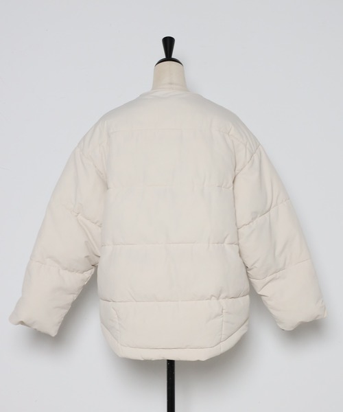 Bonjour Sagan（ボンジュールサガン）の「ノーカラーダウンコート（ダウンジャケット/コート・レディース・ブラック/ライトカーキ/アイボリー・FREE）」の8枚目の写真