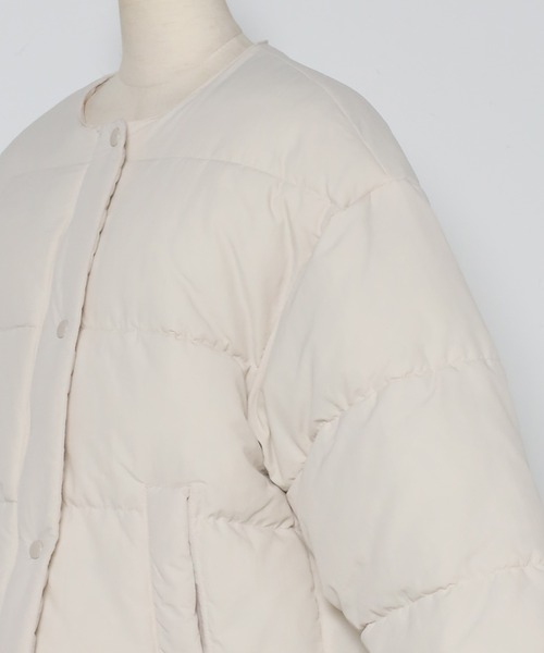 Bonjour Sagan（ボンジュールサガン）の「ノーカラーダウンコート（ダウンジャケット/コート・レディース・ブラック/ライトカーキ/アイボリー・FREE）」の7枚目の写真