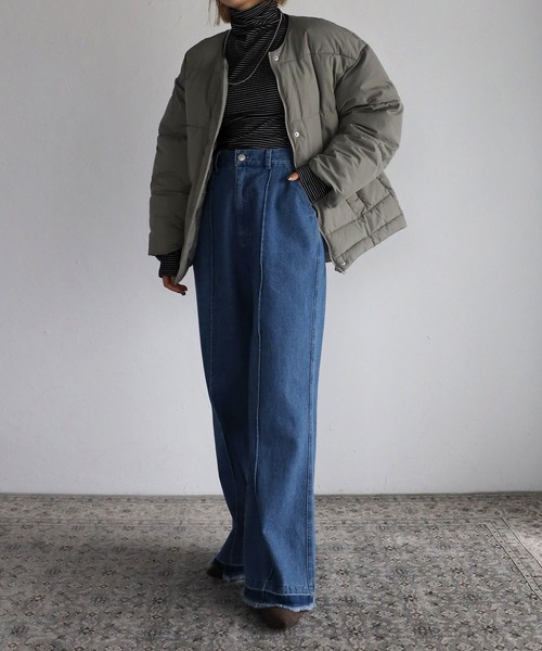 Bonjour Sagan（ボンジュールサガン）の「ノーカラーダウンコート（ダウンジャケット/コート・レディース・ブラック/ライトカーキ/アイボリー・FREE）」の15枚目の写真