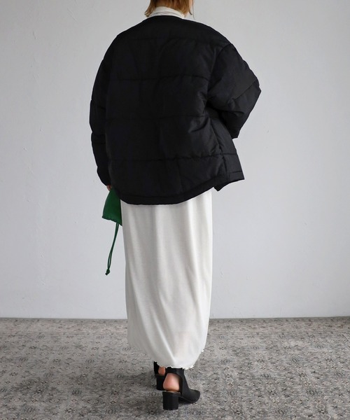 Bonjour Sagan（ボンジュールサガン）の「ノーカラーダウンコート（ダウンジャケット/コート・レディース・ブラック/ライトカーキ/アイボリー・FREE）」の19枚目の写真