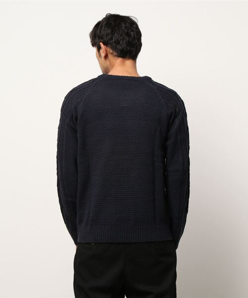 Alexander Julian（アレキサンダージュリアン）の「アレキサンダージュリアンメンズ/ALEXANDER JULIAN：MEN　ウォッシャブル ウール混ポップコーン クルーニット（ニット/セーター・メンズ・ネイビー/アイボリー・X-LARGE/LARGE/MEDIUM）」の3枚目の写真