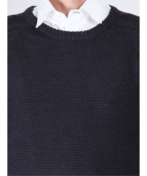 Alexander Julian（アレキサンダージュリアン）の「アレキサンダージュリアンメンズ/ALEXANDER JULIAN：MEN　ウォッシャブル ウール混ポップコーン クルーニット（ニット/セーター・メンズ・ネイビー/アイボリー・X-LARGE/LARGE/MEDIUM）」の6枚目の写真