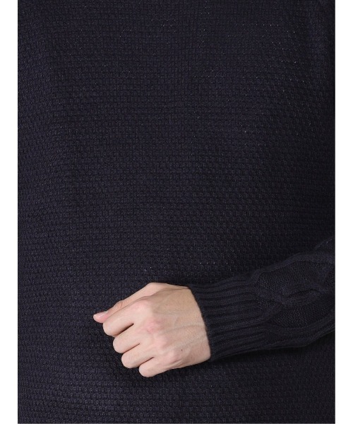 Alexander Julian（アレキサンダージュリアン）の「アレキサンダージュリアンメンズ/ALEXANDER JULIAN：MEN　ウォッシャブル ウール混ポップコーン クルーニット（ニット/セーター・メンズ・ネイビー/アイボリー・X-LARGE/LARGE/MEDIUM）」の7枚目の写真