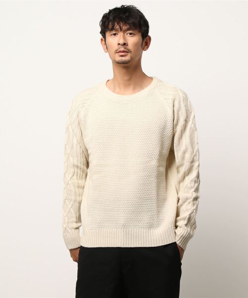 Alexander Julian（アレキサンダージュリアン）の「アレキサンダージュリアンメンズ/ALEXANDER JULIAN：MEN　ウォッシャブル ウール混ポップコーン クルーニット（ニット/セーター・メンズ・ネイビー/アイボリー・X-LARGE/LARGE/MEDIUM）」の12枚目の写真