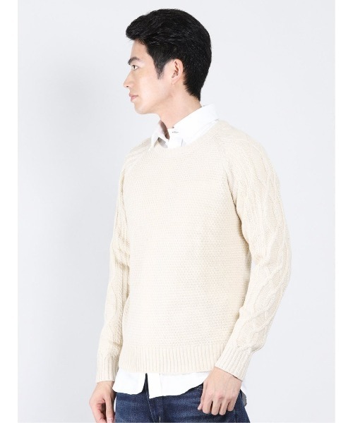 Alexander Julian（アレキサンダージュリアン）の「アレキサンダージュリアンメンズ/ALEXANDER JULIAN：MEN　ウォッシャブル ウール混ポップコーン クルーニット（ニット/セーター・メンズ・ネイビー/アイボリー・X-LARGE/LARGE/MEDIUM）」の15枚目の写真