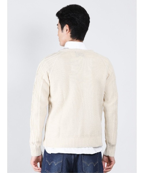 Alexander Julian（アレキサンダージュリアン）の「アレキサンダージュリアンメンズ/ALEXANDER JULIAN：MEN　ウォッシャブル ウール混ポップコーン クルーニット（ニット/セーター・メンズ・ネイビー/アイボリー・X-LARGE/LARGE/MEDIUM）」の16枚目の写真