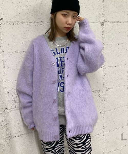 WC(ダブル シー)の「モヘアタッチビッグカーディガン(カーディガン/ボレロ・レディース・ブラック/ピンク/グリーン/ライトパープル/サックスブルー/ホワイト・FREE)」の5枚目の写真