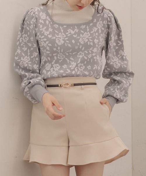 OLIVE des OLIVE（オリーブデオリーブ）の「【WEB限定】お花ふくれジャガードニット（ニット/セーター・レディース・ブラック/サックスブルー/アイボリー/グレー・FREE）」の14枚目の写真