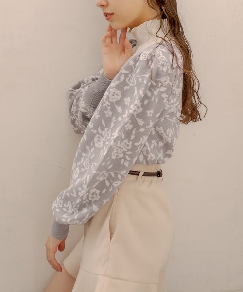 OLIVE des OLIVE（オリーブデオリーブ）の「【WEB限定】お花ふくれジャガードニット（ニット/セーター・レディース・ブラック/サックスブルー/アイボリー/グレー・FREE）」の15枚目の写真