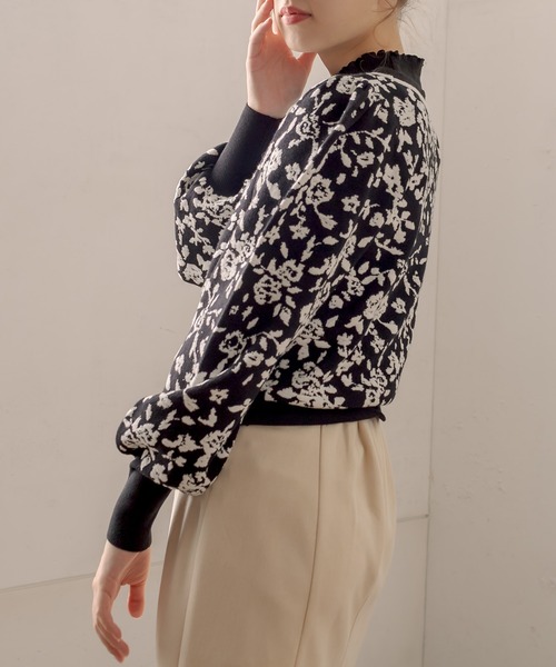 OLIVE des OLIVE（オリーブデオリーブ）の「【WEB限定】お花ふくれジャガードニット（ニット/セーター・レディース・ブラック/サックスブルー/アイボリー/グレー・FREE）」の19枚目の写真