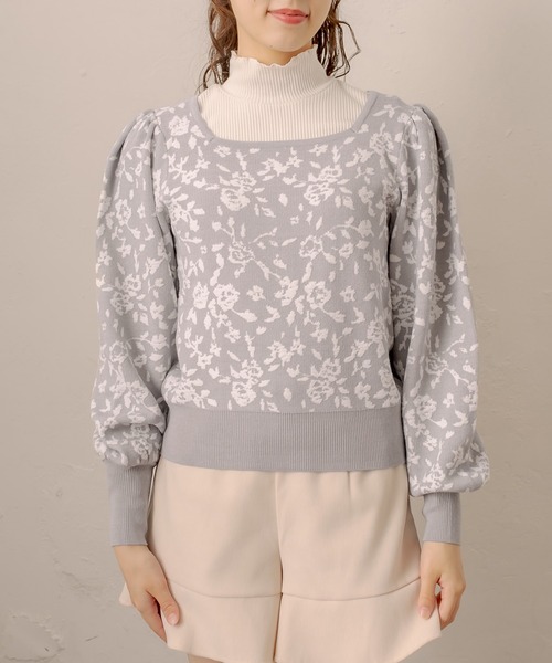 OLIVE des OLIVE（オリーブデオリーブ）の「【WEB限定】お花ふくれジャガードニット（ニット/セーター・レディース・ブラック/サックスブルー/アイボリー/グレー・FREE）」の20枚目の写真