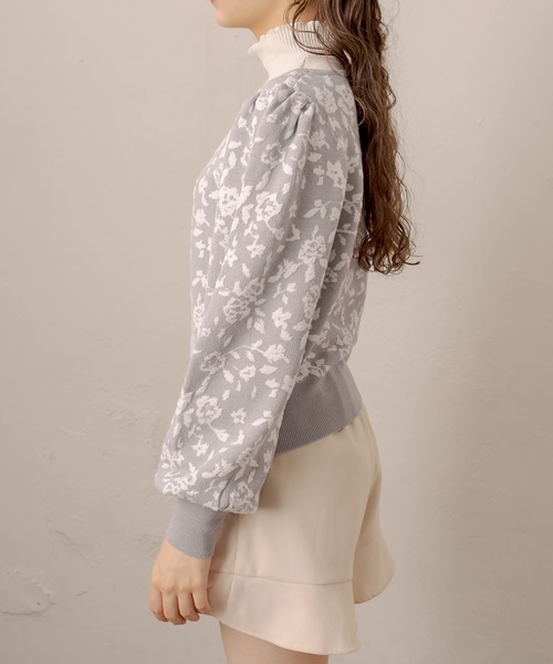 OLIVE des OLIVE（オリーブデオリーブ）の「【WEB限定】お花ふくれジャガードニット（ニット/セーター・レディース・ブラック/サックスブルー/アイボリー/グレー・FREE）」の21枚目の写真
