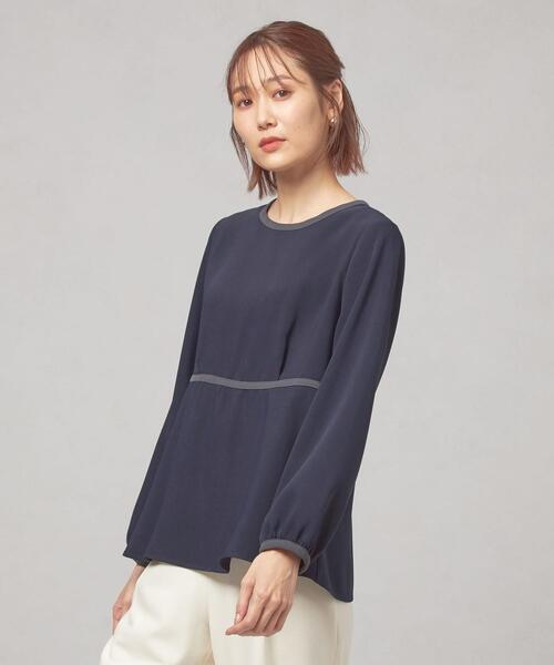 closet story（クローゼットストーリー）の「＜closet story（クローゼットストーリー）＞ハイショクパイピング プルオーバー ブラウス（シャツ/ブラウス・レディース・ライトブルー/ネイビー/ナチュラル・FREE）」の3枚目の写真