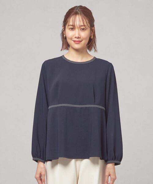 closet story（クローゼットストーリー）の「＜closet story（クローゼットストーリー）＞ハイショクパイピング プルオーバー ブラウス（シャツ/ブラウス・レディース・ライトブルー/ネイビー/ナチュラル・FREE）」の4枚目の写真