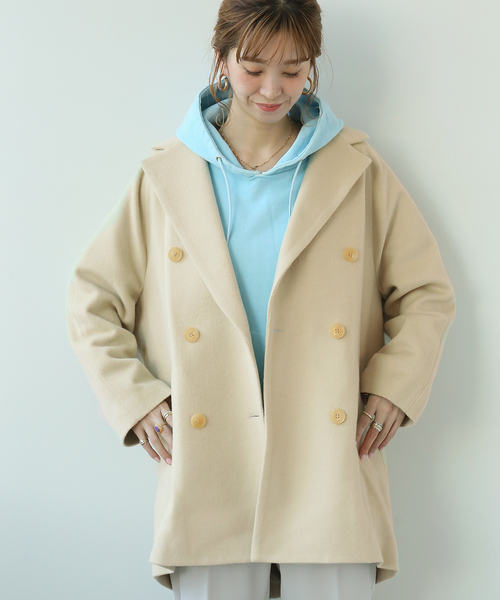 Simplicite（サンプリシテ）の「Pコート◆（その他アウター・レディース・ブラック/カーキ/アイボリー・FREE）」の2枚目の写真