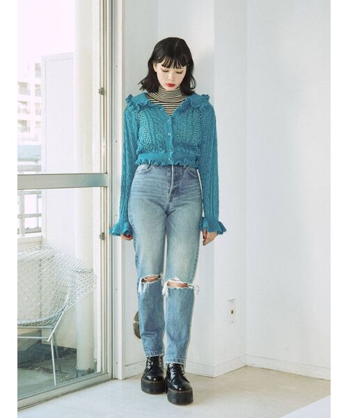 jouetie（ジュエティ）の「フリルカラーケーブル2WAYカーディガン（カーディガン/ボレロ・レディース・ブラック/ピンク/ブルー/グリーン・MEDIUM）」の11枚目の写真