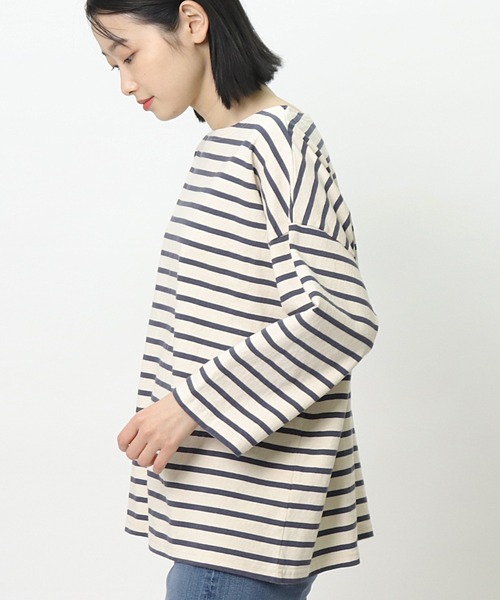 nappalm(ナップパーム)の「【 nappalm / ナップパーム 】 天竺バスクボーダーシャツ 411920259 NPP(Tシャツ/カットソー・レディース・ピンク/イエロー/グリーン/その他2/その他3/その他1/ネイビー・FREE)」の3枚目の写真