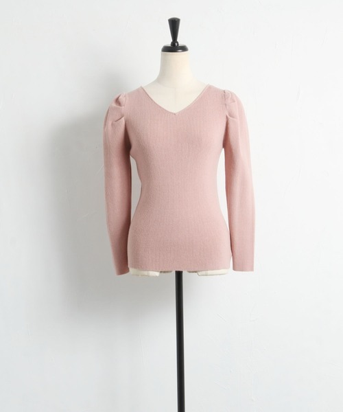 tocco closet（トッコ　クローゼット）の「バックレースアップパワーショルダーリブニットプルオーバー（ニット/セーター・レディース・ピンク系その他/アイボリー/ブラック・M）」の20枚目の写真