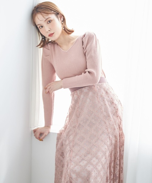 tocco closet（トッコ　クローゼット）の「バックレースアップパワーショルダーリブニットプルオーバー（ニット/セーター・レディース・ピンク系その他/アイボリー/ブラック・M）」の12枚目の写真