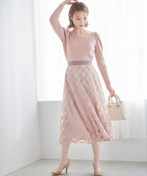 tocco closet（トッコ　クローゼット）の「バックレースアップパワーショルダーリブニットプルオーバー（ニット/セーター・レディース・ピンク系その他/アイボリー/ブラック・M）」の13枚目の写真