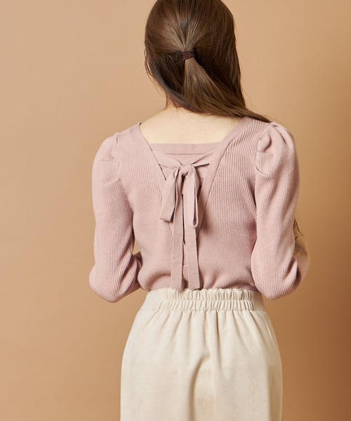 tocco closet（トッコ　クローゼット）の「バックレースアップパワーショルダーリブニットプルオーバー（ニット/セーター・レディース・ピンク系その他/アイボリー/ブラック・M）」の17枚目の写真