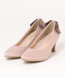 US11❣️ BEBLOSSOMCOLLECTIONレースビジュー付パンプスピンク 大きいサイズ レディース 5cmローヒール・ピンクレースパンプス
