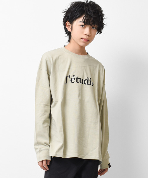 RAT EFFECT（ラットエフェクト）の「jetudieプリント袖リブロングTシャツ（Tシャツ/カットソー・キッズ・カーキ/サックスブルー/オフホワイト/ブラック/グレイッシュベージュ/チャコールグレー・160/130/150/140/120）」の4枚目の写真