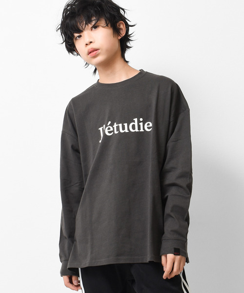 RAT EFFECT（ラットエフェクト）の「jetudieプリント袖リブロングTシャツ（Tシャツ/カットソー・キッズ・カーキ/サックスブルー/オフホワイト/ブラック/グレイッシュベージュ/チャコールグレー・160/130/150/140/120）」の3枚目の写真