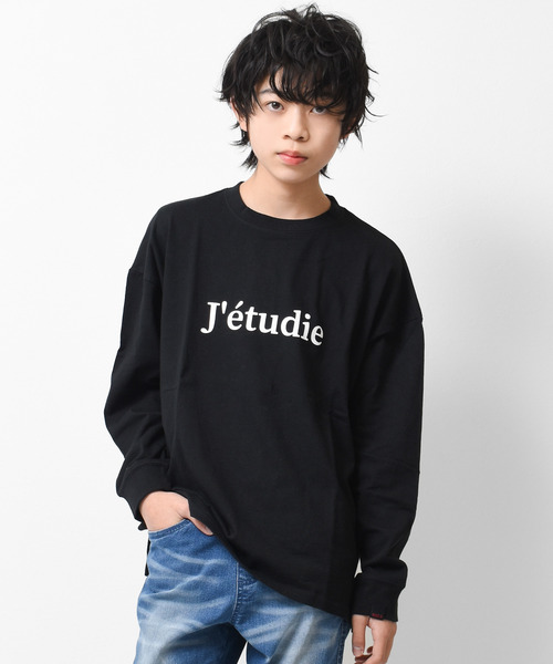 RAT EFFECT（ラットエフェクト）の「jetudieプリント袖リブロングTシャツ（Tシャツ/カットソー・キッズ・カーキ/サックスブルー/オフホワイト/ブラック/グレイッシュベージュ/チャコールグレー・160/130/150/140/120）」の2枚目の写真