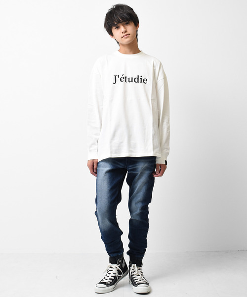 RAT EFFECT（ラットエフェクト）の「jetudieプリント袖リブロングTシャツ（Tシャツ/カットソー・キッズ・カーキ/サックスブルー/オフホワイト/ブラック/グレイッシュベージュ/チャコールグレー・160/130/150/140/120）」の7枚目の写真