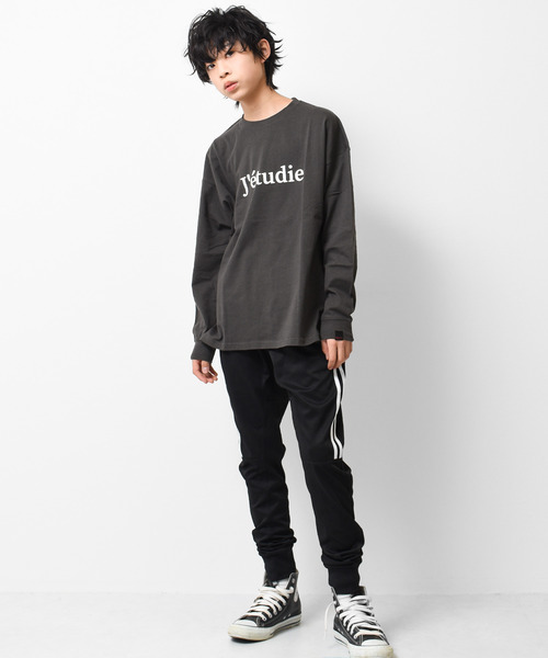 RAT EFFECT（ラットエフェクト）の「jetudieプリント袖リブロングTシャツ（Tシャツ/カットソー・キッズ・カーキ/サックスブルー/オフホワイト/ブラック/グレイッシュベージュ/チャコールグレー・160/130/150/140/120）」の11枚目の写真